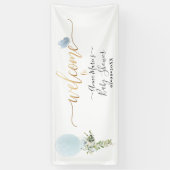 PixDezines Blauwe Glitter Ballon Any Event Welkom Spandoek (Verticaal)