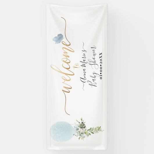 PixDezines Blauwe Glitter Ballon Elk Evenement Wel Spandoek (Verticaal)