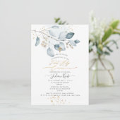 PixDezines Blauwe Gom Eucalyptus 1e Heilige Commun Kaart (Staand voorkant)