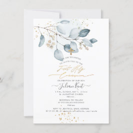 PixDezines Blauwe Gom Eucalyptus 1e Heilige Commun Kaart