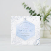 PixDezines Blauwe Honingraat Marmeren Doop Kaart (Staand voorkant)