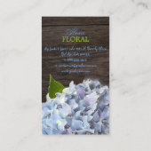PixDezines blauwe hortensia's, bloemisten/houten p Visitekaartje (Achterkant)