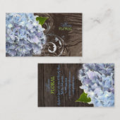 PixDezines blauwe hortensia's, bloemisten/houten p Visitekaartje (Voorkant / Achterkant)