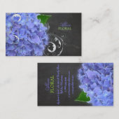 PixDezines blauwe hortensia's, bloemisten/krijtbor Visitekaartje (Voorkant / Achterkant)