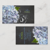 PixDezines blauwe hydrangeas, bloemisten/krijt Visitekaartje (Voorkant / Achterkant)