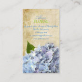 PixDezines blauwe hydrangeas, bloemisten/vintage Visitekaartje (Achterkant)