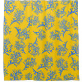 PixDezines Blauwe Koralen/DIY Achtergrond Geel Douchegordijn (Voorkant)