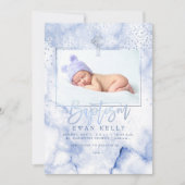 PixDezines Blauwe Marmer+Confetti/Doop Kaart (Voorkant)