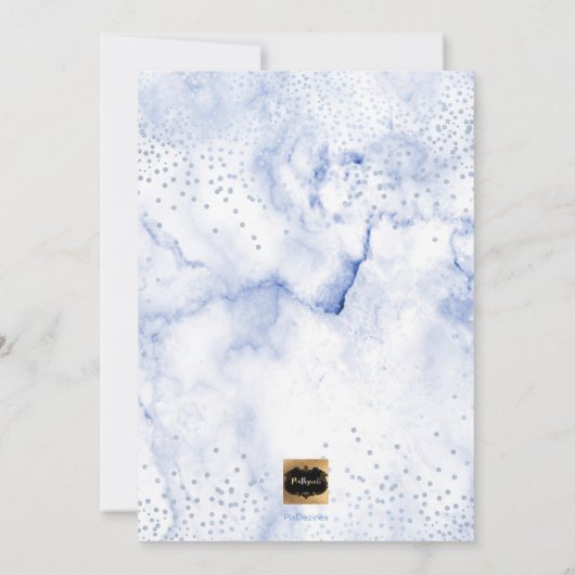 PixDezines Blauwe Marmer+Confetti/Doop Kaart (Achterkant)