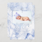 PixDezines Blauwe Marmer+Confetti/Doop Kaart (Voorkant / Achterkant)