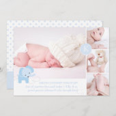 PixDezines blauwe olifant foto's geboorteaankondig Aankondiging (Voorkant / Achterkant)