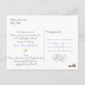 PixDezines Blauwe Waterverf bloemen Boy Birth Briefkaart (Achterkant)