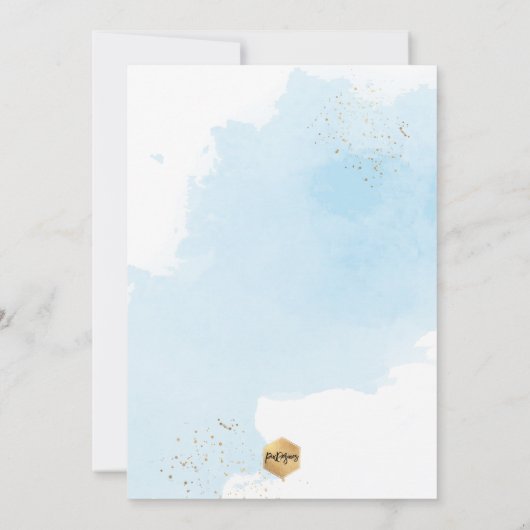 PixDezines Blauwe Waterverf Doop + 2e verjaardag Kaart (Achterkant)