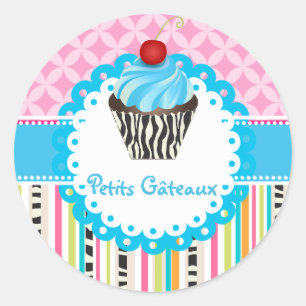 PixDezines blauwe wervelende cupcake/DIY kleur Ronde Sticker