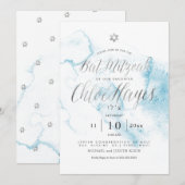 PixDezines Blauwgroen Blauwe Waterverf Stempel Bat Kaart (Voorkant / Achterkant)