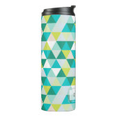 PixDezines Blauwgroen/Chartreuse Geometrisch/Drieh Thermosbeker (Gedraaid links)