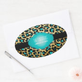 PixDezines  blauwgroen cheetah Ovale Sticker (Envelop)