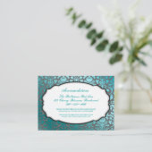 PixDezines blauwgroen flora damast/accommodaties Informatiekaartje (Staand voorkant)