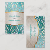 PixDezines blauwgroen flora demask/diy background Visitekaartje (Voorkant / Achterkant)