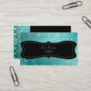 PixDezines blauwgroen flora demask/diy background Visitekaartje