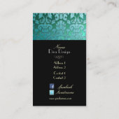 PixDezines blauwgroen flora demask/diy background Visitekaartje (Achterkant)