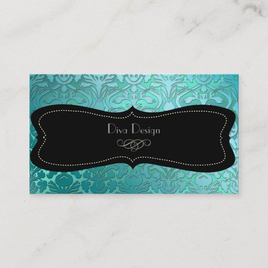 PixDezines blauwgroen flora demask/diy background Visitekaartje (Voorkant)