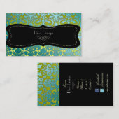 PixDezines blauwgroen flora demask/diy background Visitekaartje (Voorkant / Achterkant)
