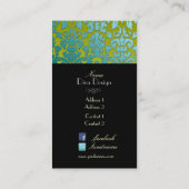 PixDezines blauwgroen flora demask/diy background Visitekaartje (Achterkant)