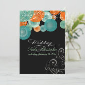 PixDezines blauwgroen+oranje lantaarns/dij achterg Kaart (Staand voorkant)