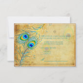 PixDezines  blauwgroen pauw RSVP Kaartje (Achterkant)