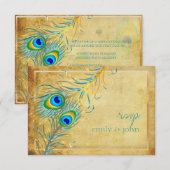 PixDezines  blauwgroen pauw RSVP Kaartje (Voorkant / Achterkant)