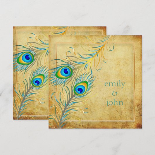 PixDezines  Blauwgroen Peacock/Faux Parchment Kaart (Voorkant / Achterkant)