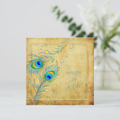 PixDezines  Blauwgroen Peacock/Faux Parchment Kaart (Staand voorkant)