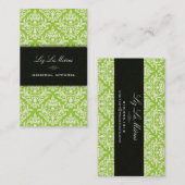 PixDezines Blauwgroen+Pearl Céline  Damask Visitekaartje (Voorkant / Achterkant)