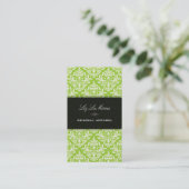 PixDezines Blauwgroen+Pearl Céline  Damask Visitekaartje (Staand voorkant)