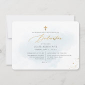 PixDezines Bleke blauwe Waterverf Dedicatie Kaart (Voorkant)