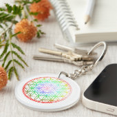 PixDezines Bloem des Levens / Nep Folie+Marmer Sleutelhanger (Voorkant Rechts)