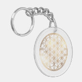 PixDezines Bloem des Levens / Nep Goud+Marmer Sleutelhanger (Voorkant Links)