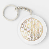 PixDezines Bloem des Levens / Nep Goud+Marmer Sleutelhanger (Voorkant)