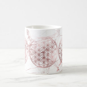 PixDezines BLOEM DES LEVENS NEP ROZE GOUD+MARMER Koffiemok