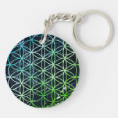 PixDezines Bloem des Levens / Nep Zilver Sleutelhanger (Achterkant)