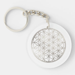 PixDezines Bloem des Levens / Nep Zilver Sleutelhanger