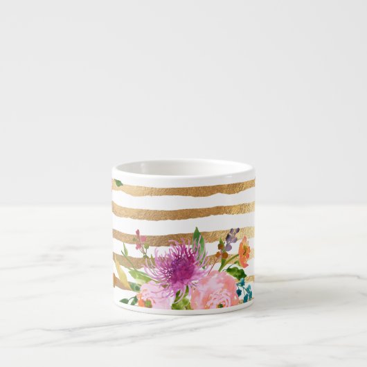 PixDezines bloem/waterverf/ranunculus Espresso Kop (Voorkant)