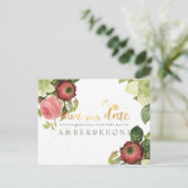 PixDezines  bloemen opslaan de datum foto Aankondigingskaart (Staand voorkant)