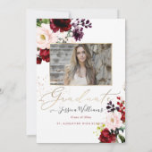 PixDezines Bloemen Waterverf Afstudeerfeest Invi Kaart (Achterkant)