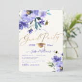 PixDezines Bloemen Waterverf Afstudeerfeest Kaart (Staand voorkant)