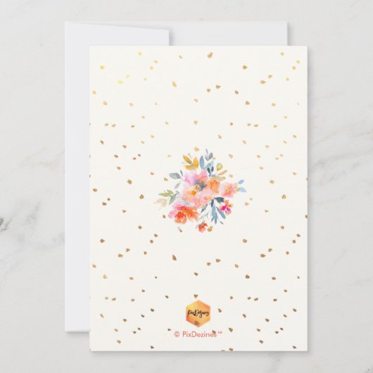 PixDezines Bloemen Waterverf Afstudeerfeest Kaart (Achterkant)