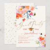 PixDezines Bloemen Waterverf Afstudeerfeest Kaart (Voorkant / Achterkant)
