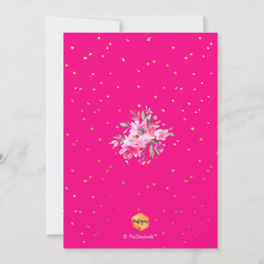 PixDezines Bloemen Waterverf Afstudeerfeest Kaart (Achterkant)