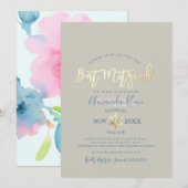 PixDezines Bloemen Waterverf Bat Mitzvah Kaart (Voorkant / Achterkant)